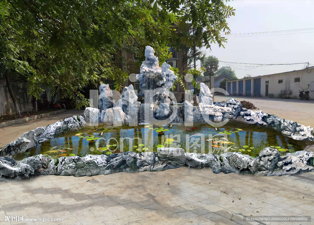 庭院太湖石假山效果图