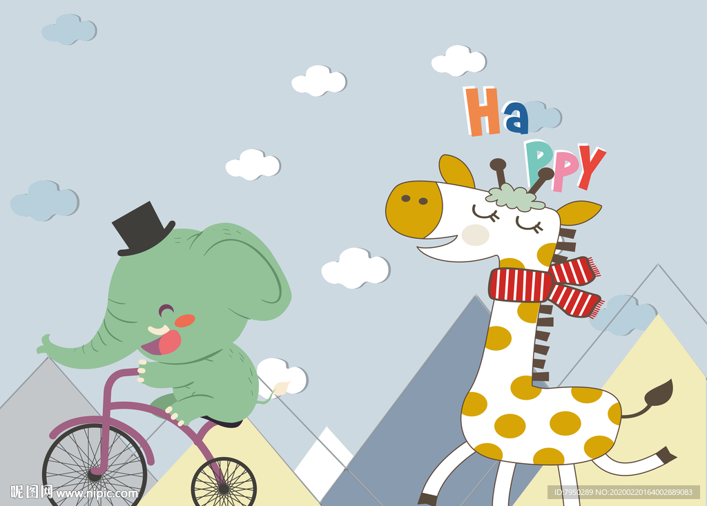 卡通儿童房背景墙