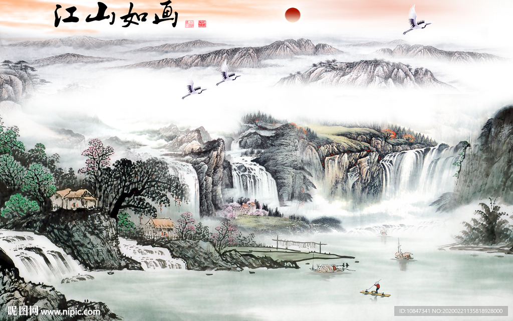 高档山水画新品画 TIF分层