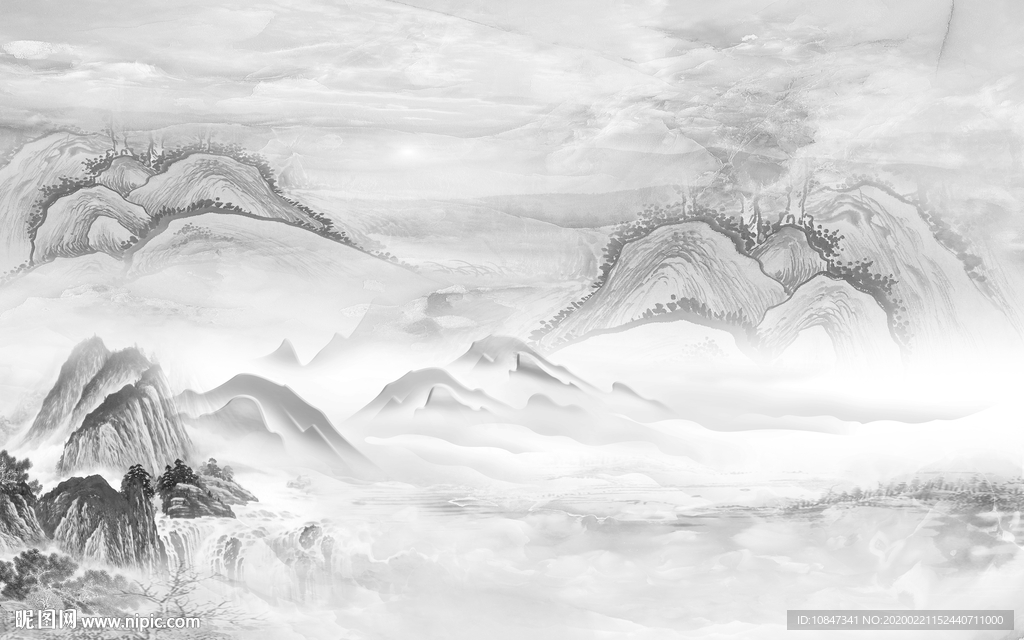 石纹山水画精美画 TIF分层