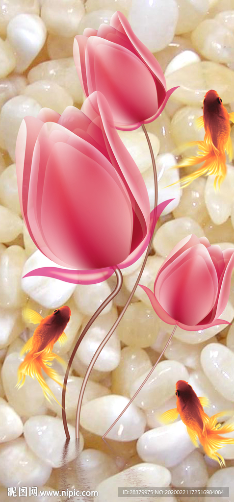 3D时尚郁金香玄关背景图片