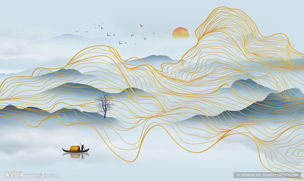 线条山水画