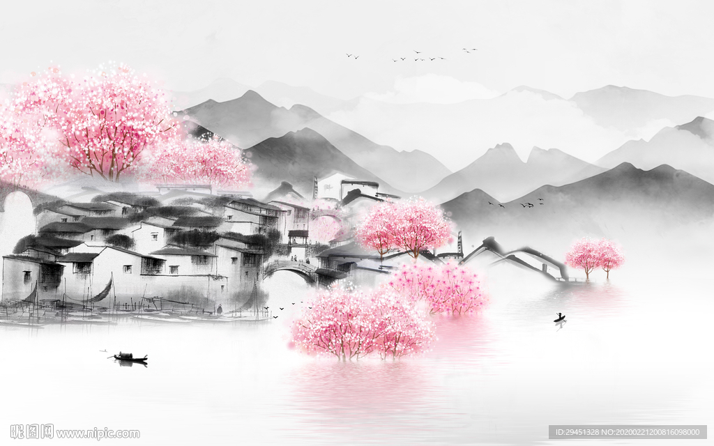 江南背景新山水画 tif分层