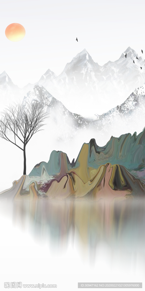 最新高档玄关山水 TIF分层