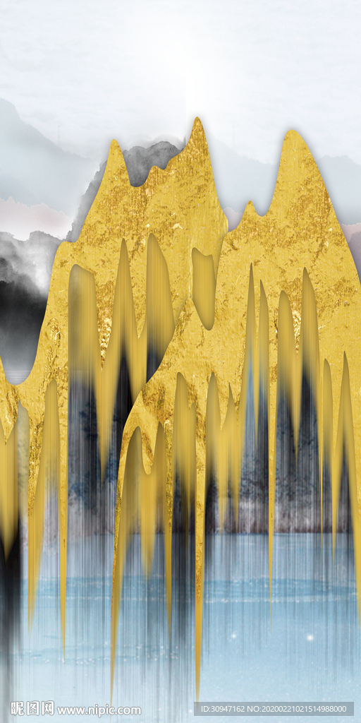 中国风高档玄关山水 TIF分层