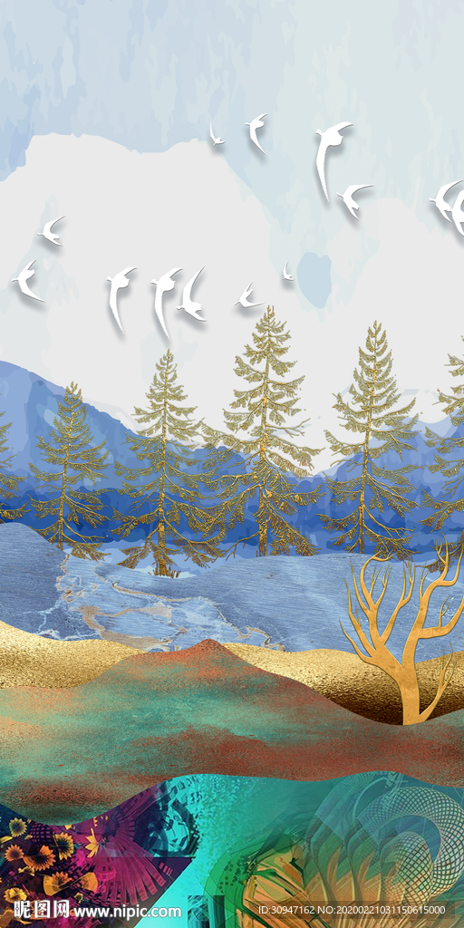 高端玄关中式画 TIF分层