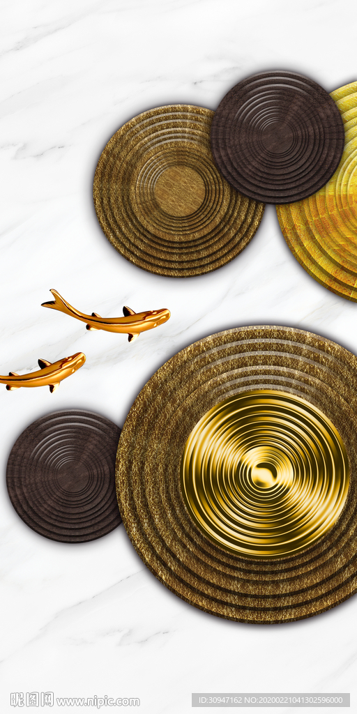 金色中式玄关挂画 TIF分层