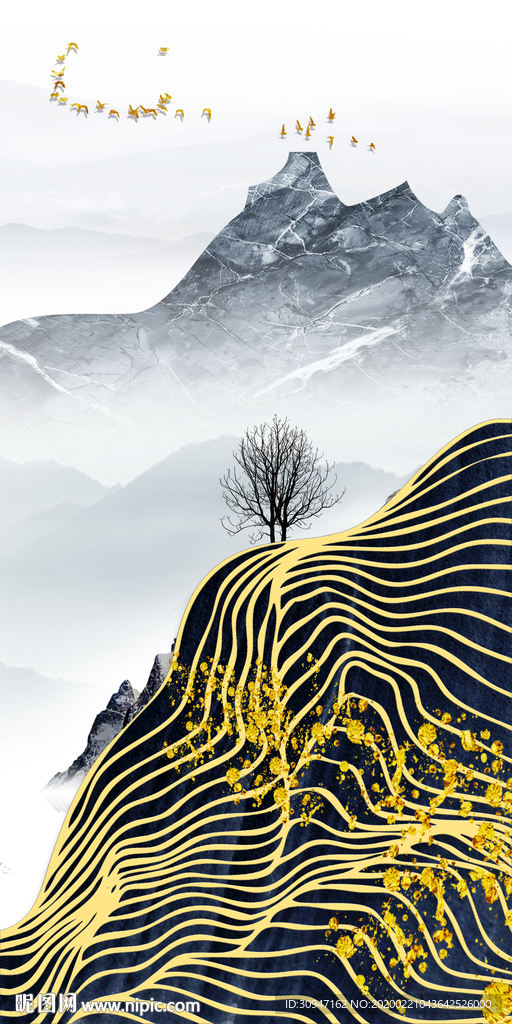 最新玄关山水挂画 TIF分层