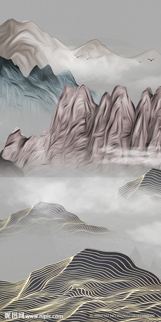 玄关山水挂画 TIF分层