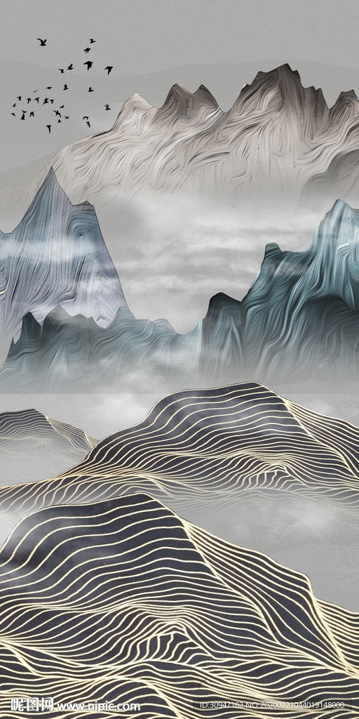 中国风玄关山水挂画 TIF分层