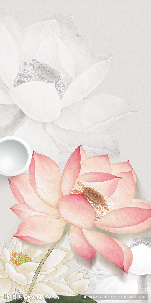 荷 花玄关新画 TIF分层