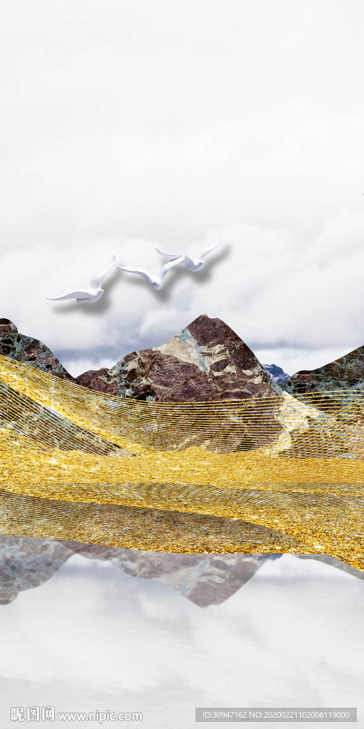 新中式玄关新山水画 TIF分层