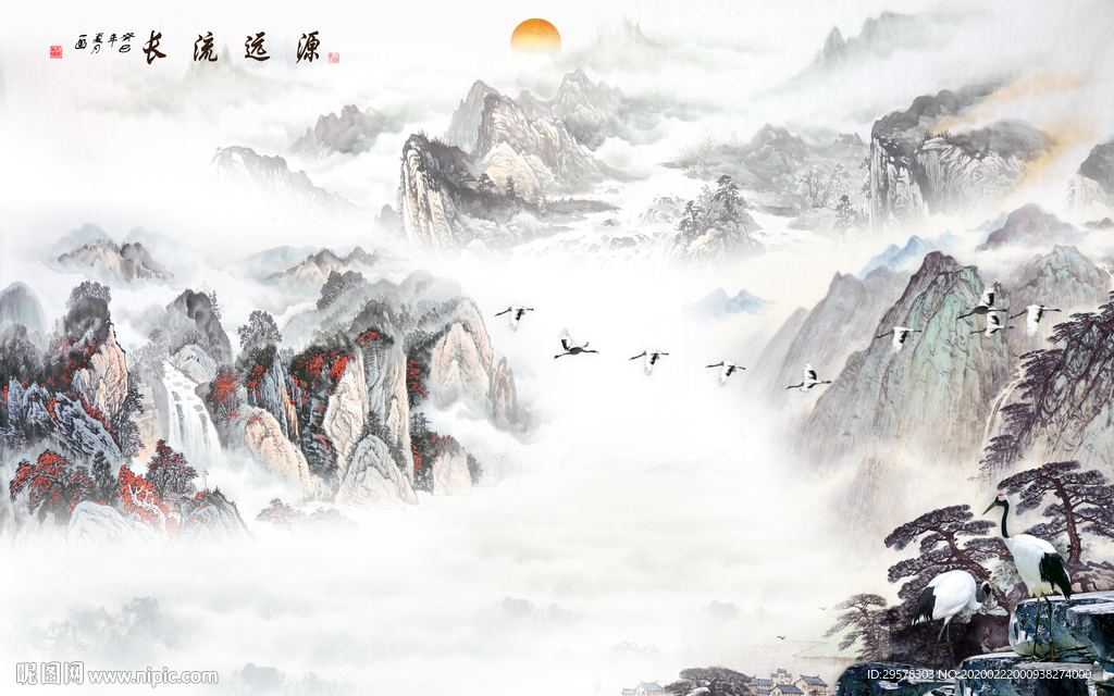 新款山水画高清画 TIF分层