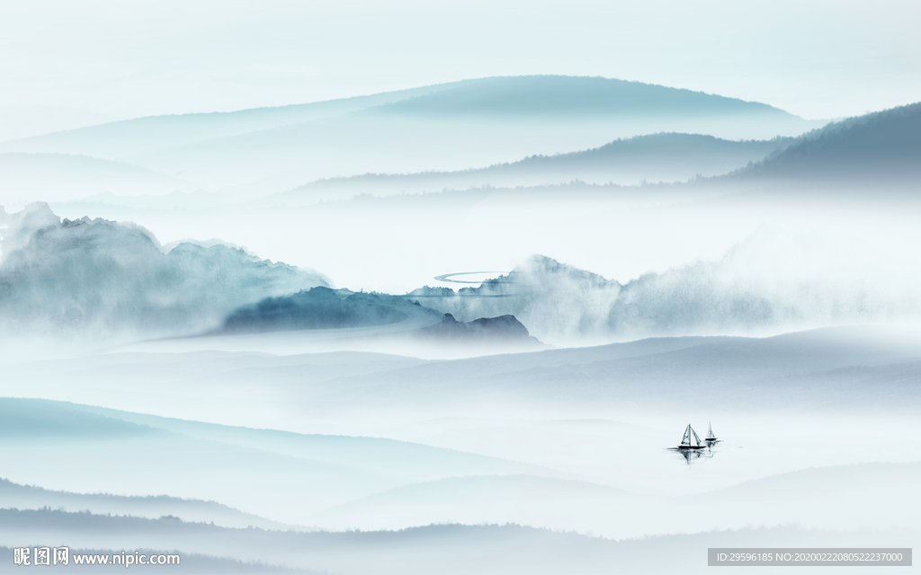 古风高端山水画 tif分层