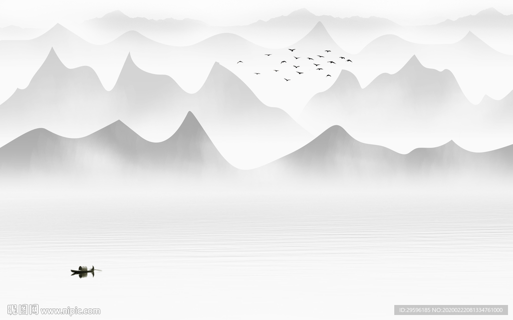 新中式高端山水画 tif分层