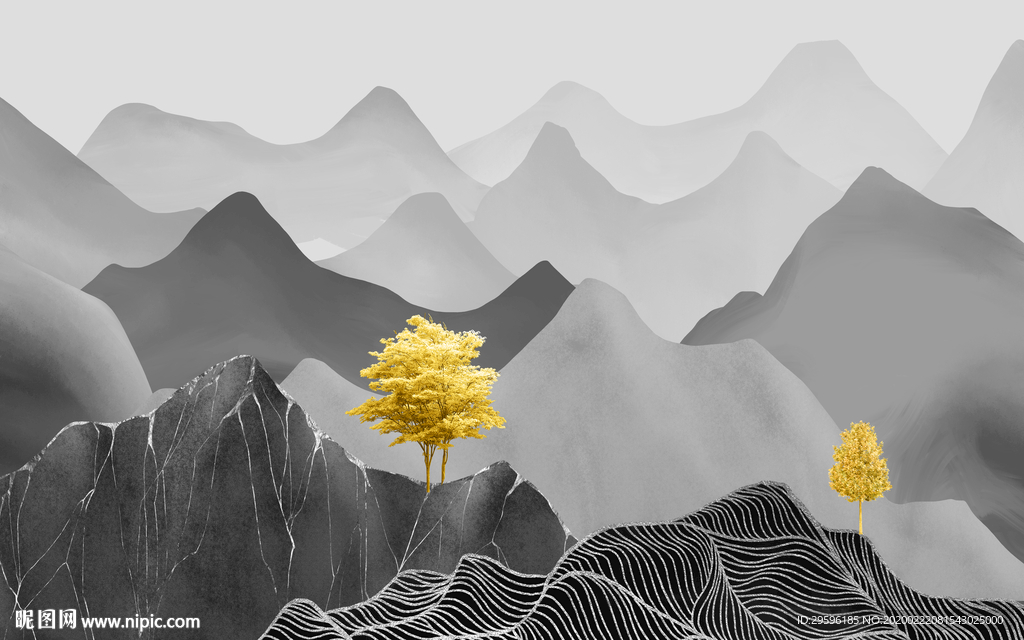 中国风高端山水画 tif分层