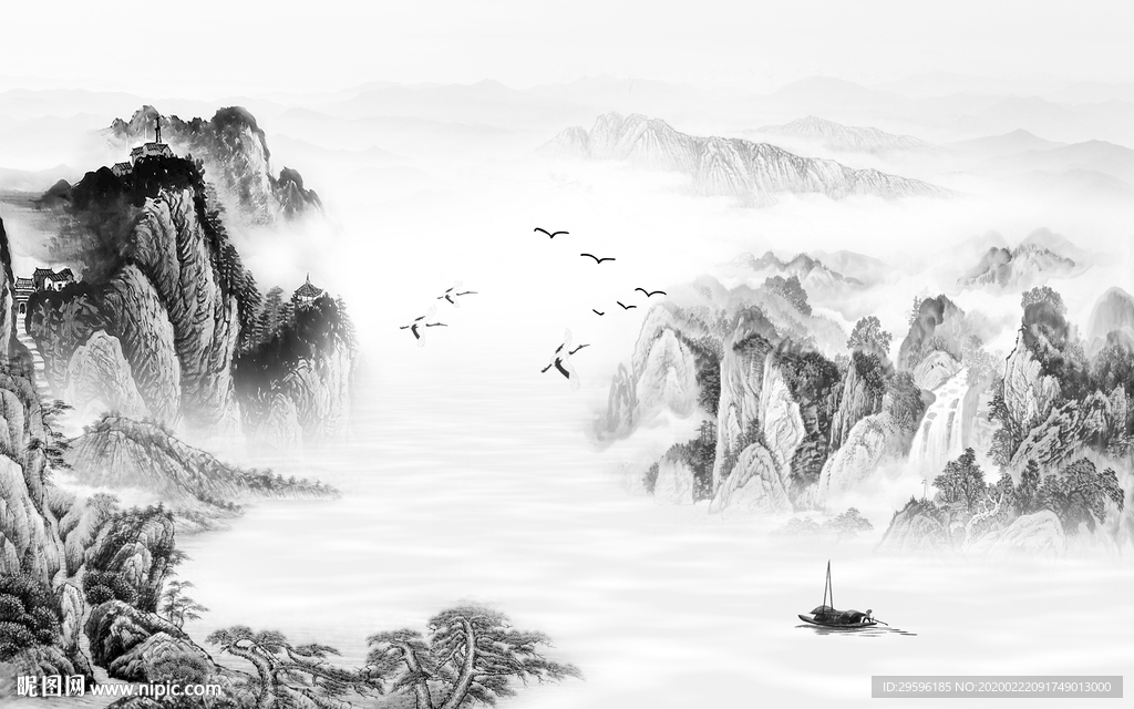 别墅高清山水画 tif分层