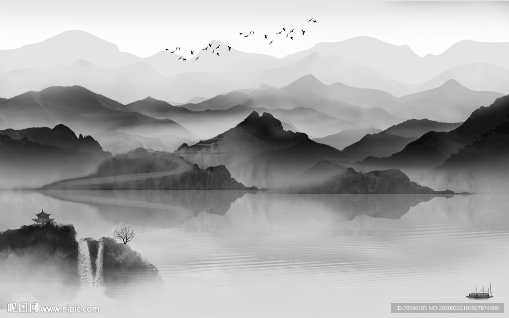 最新高清山水画 tif分层