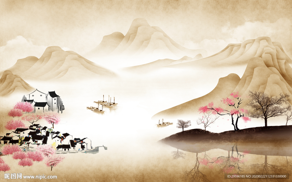 江南高档山水画 tif分层