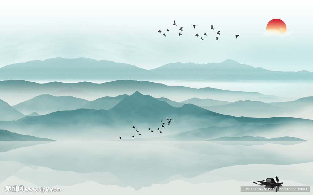 高端高档山水画 tif分层