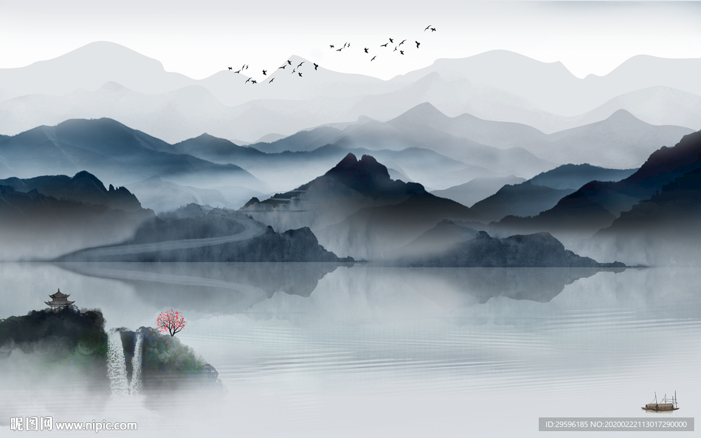 奢华高清山水画 tif分层