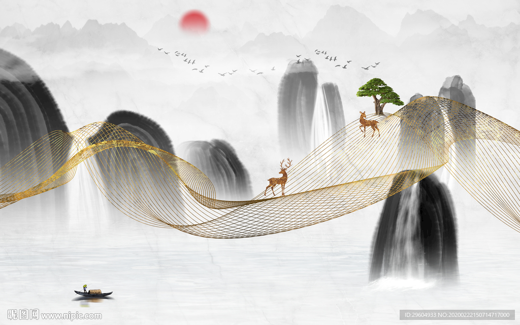 水墨高档山水画 tif分层