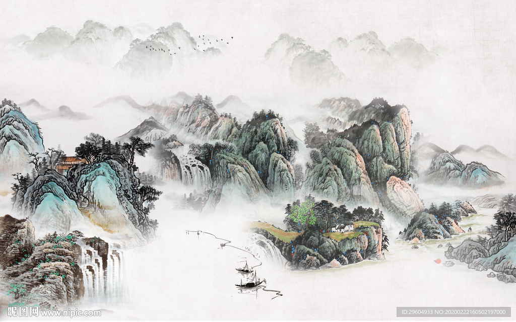 高清 高档山水画 tif分层