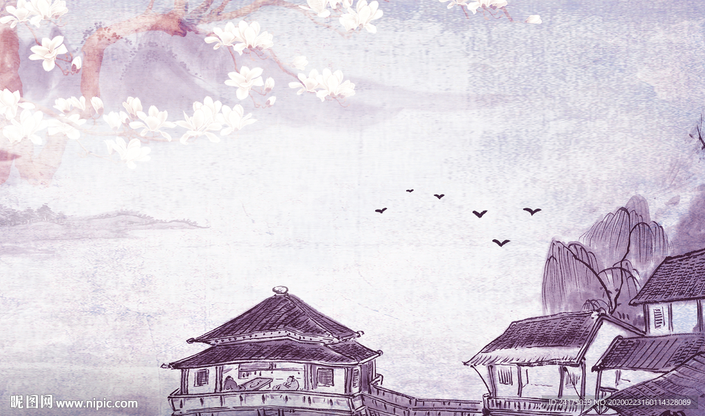 水墨风景背景墙