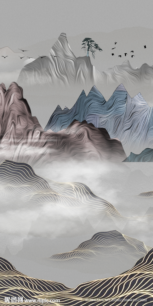 新品玄关新山水画 TIF分层