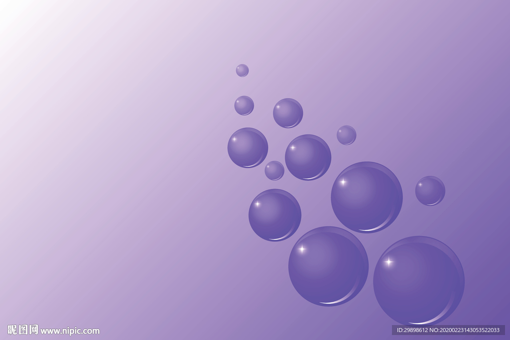 一堆大大小小的紫色泡泡矢量图