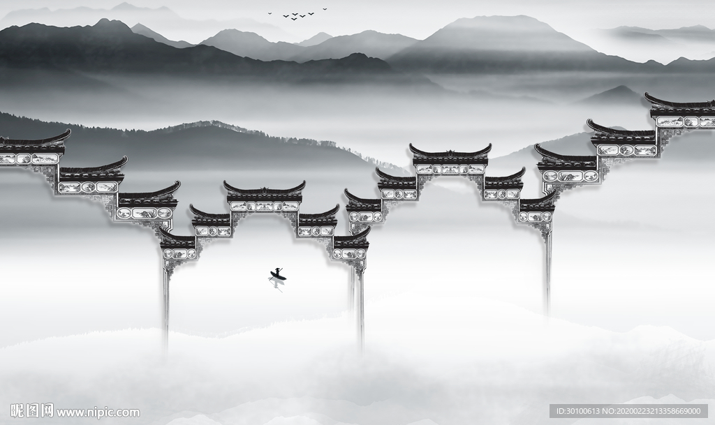 新款意境中国风画 TIF分层