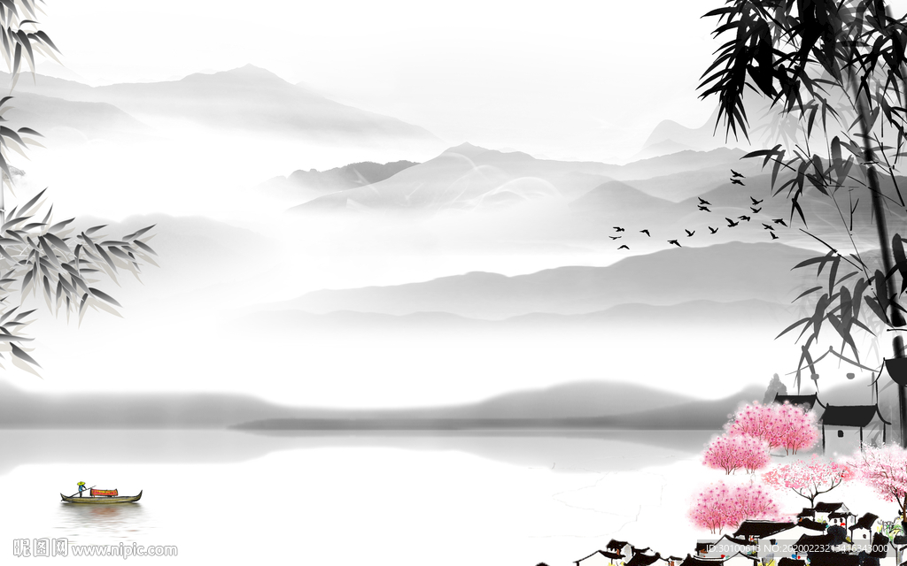 江南意境中式画 TIF分层