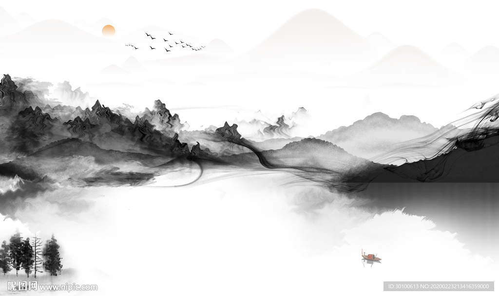 高端意境中国风画 TIF分层