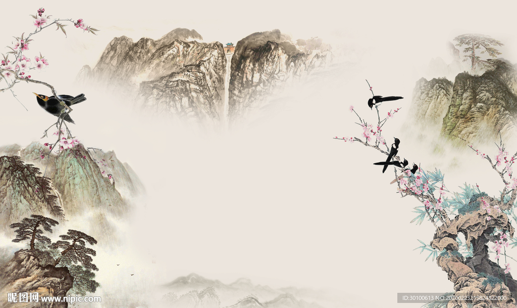 国画意境中国风画 TIF分层