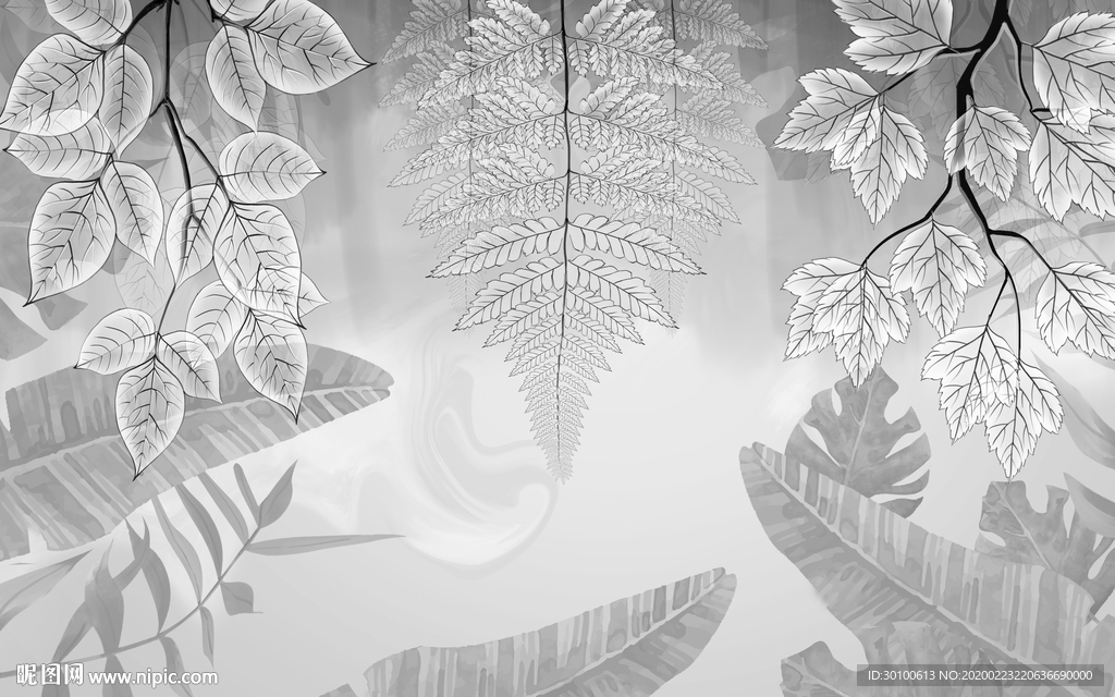 叶子北欧新背景画 TIF分层