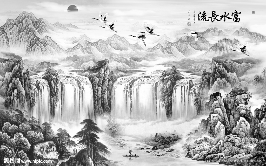 豪华中式中国风画 TIF分层