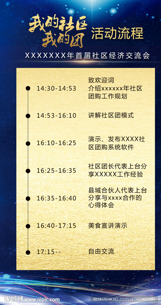 社区经济交流会活动流程海报
