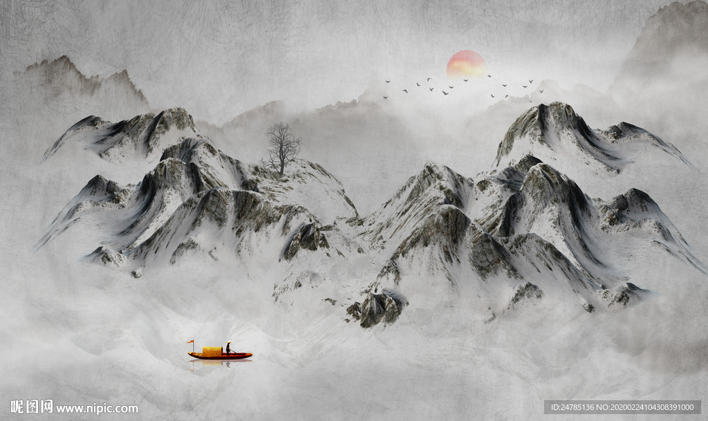 意境水墨山水画