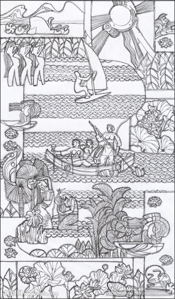 夏天浮雕 浮雕设计 夏荷