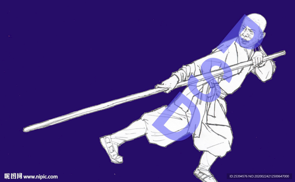 武术动作  少林棍僧 中国武术