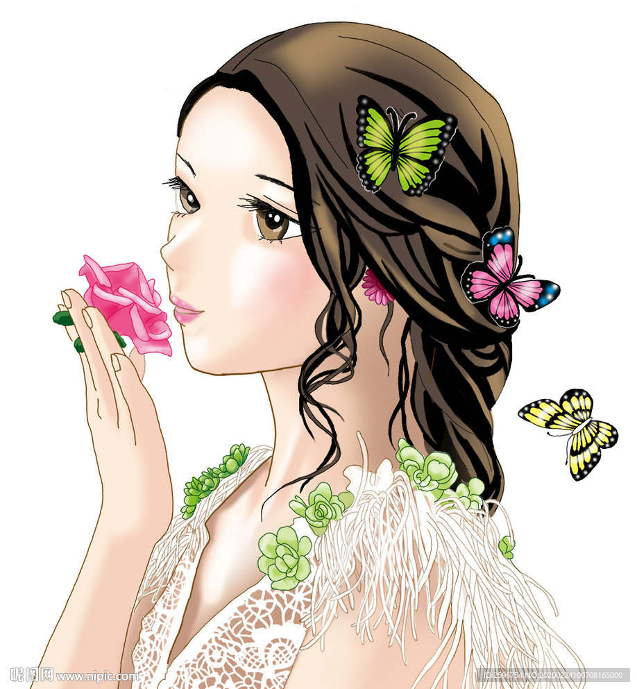 手绘 漫画 高清分层 蝴蝶美人
