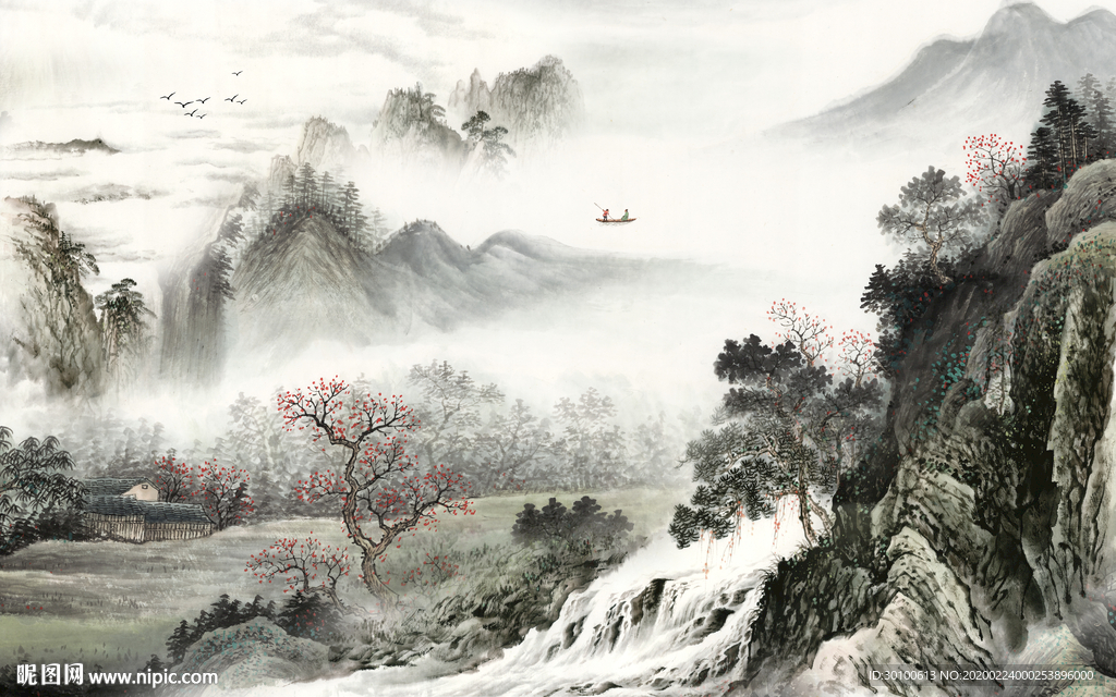 会客厅中式中国风画 TIF分层