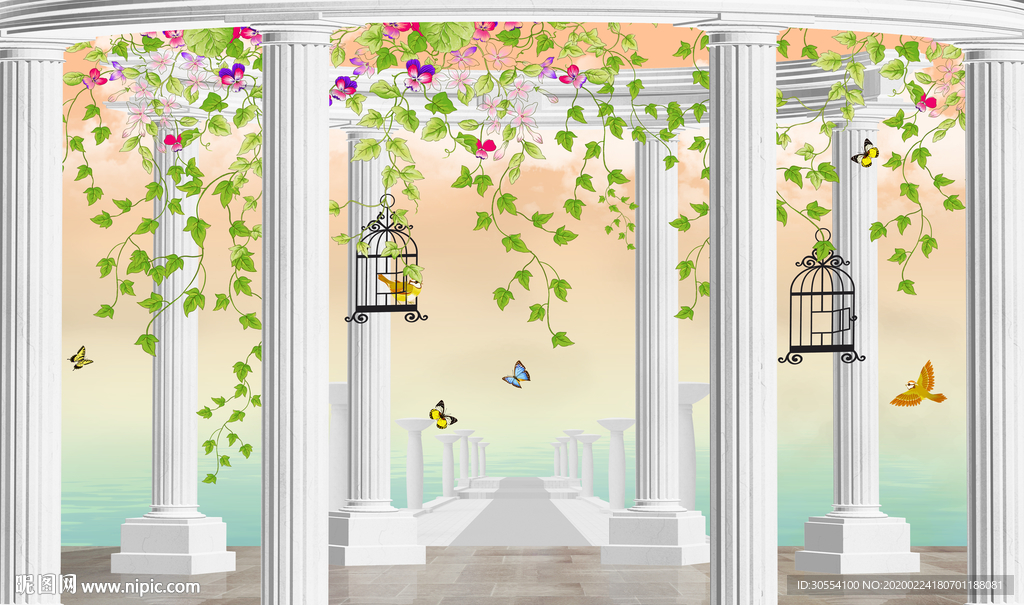 风景画背景墙图片