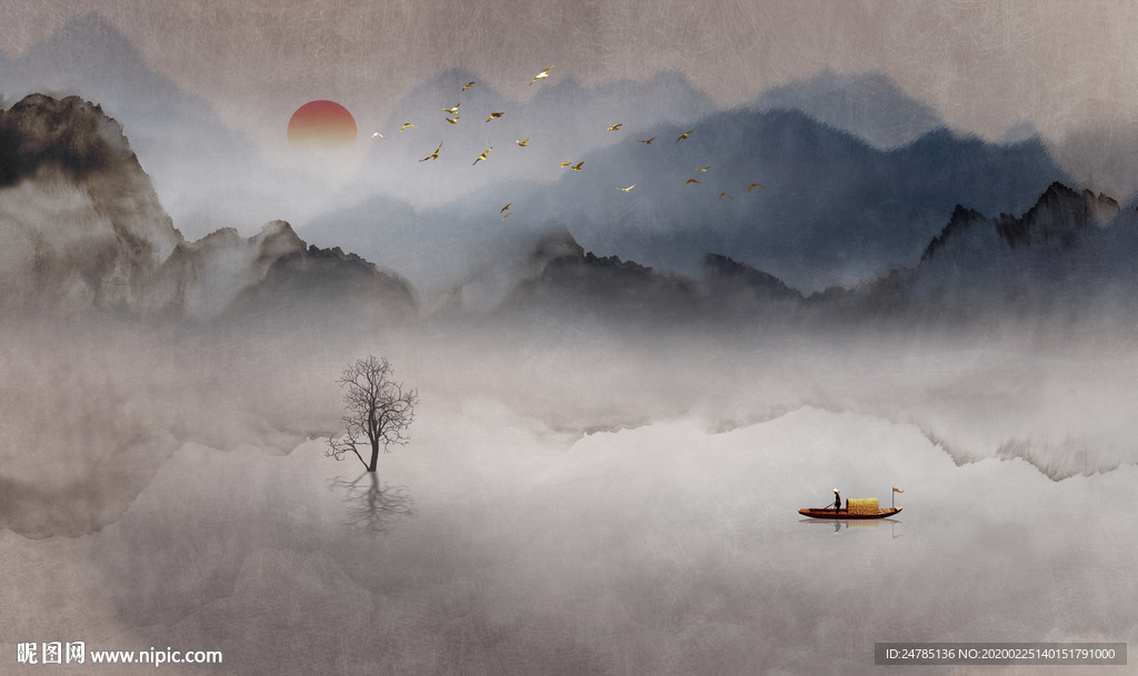 意境水墨山水画