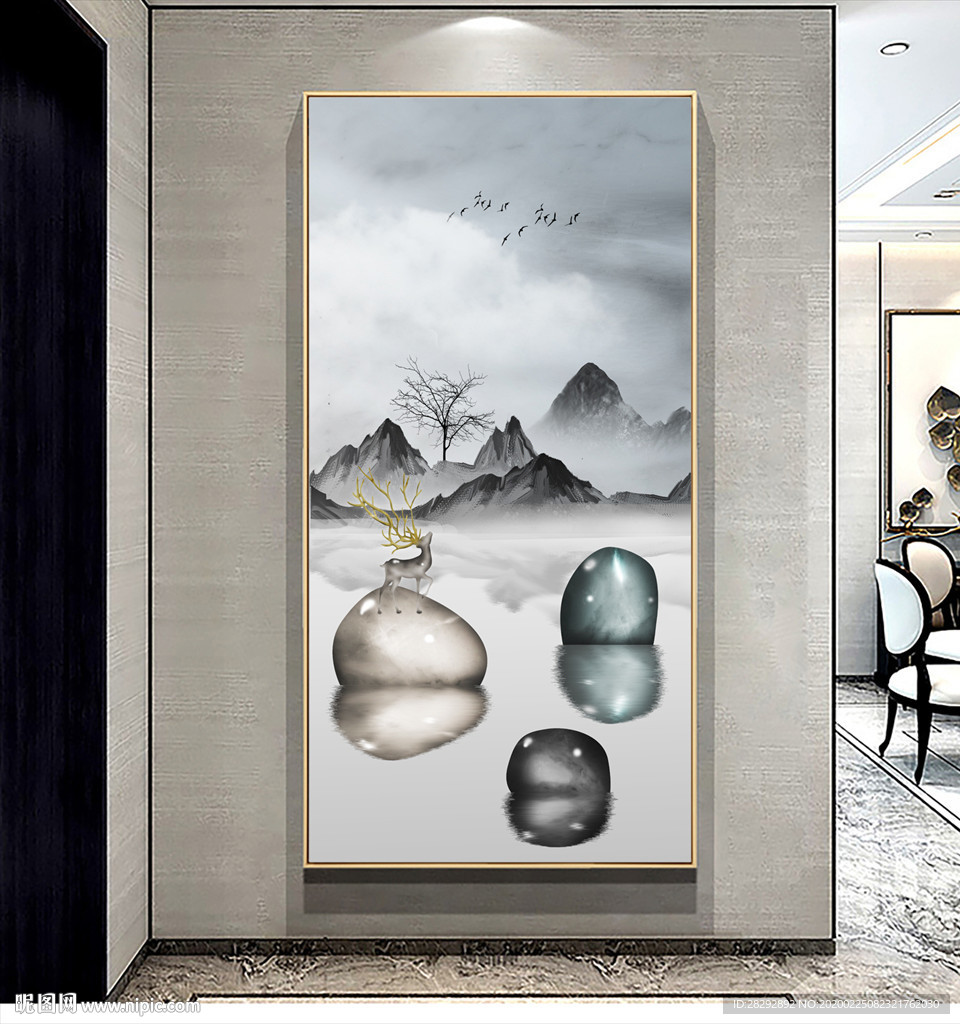 轻奢宝石玄关装饰画