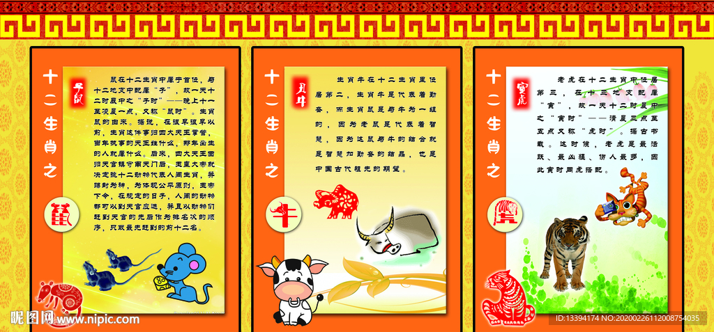 校园文化展板十二生肖文化墙