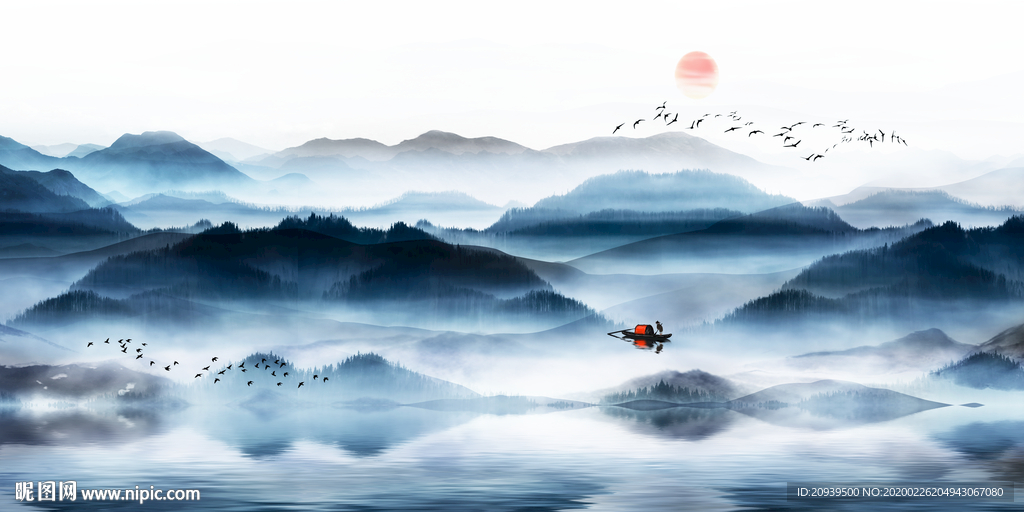 新中式禅意山水壁画