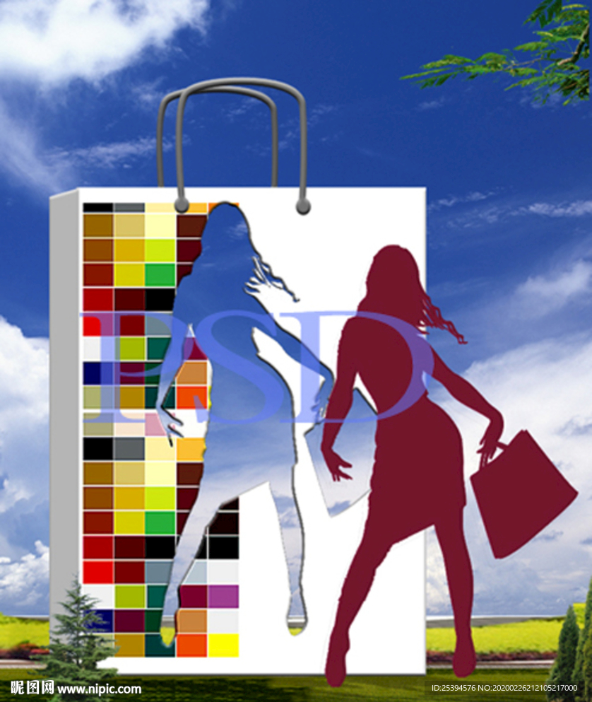 时尚雕塑 购物袋