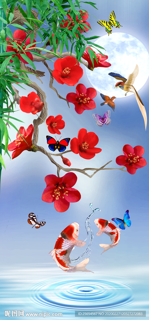 花好月圆玉兰花中式古典玄关