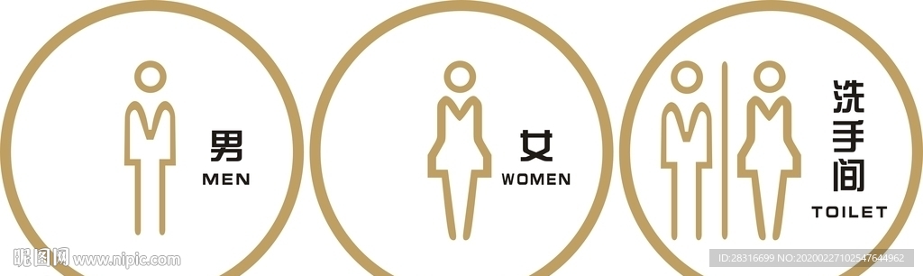 圆形创意洗手间告示牌